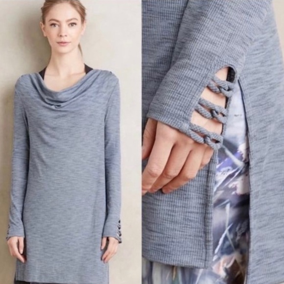 Light Blue Cowl Neck Tunic Dress - Pure + Good - Picture 2 of 5